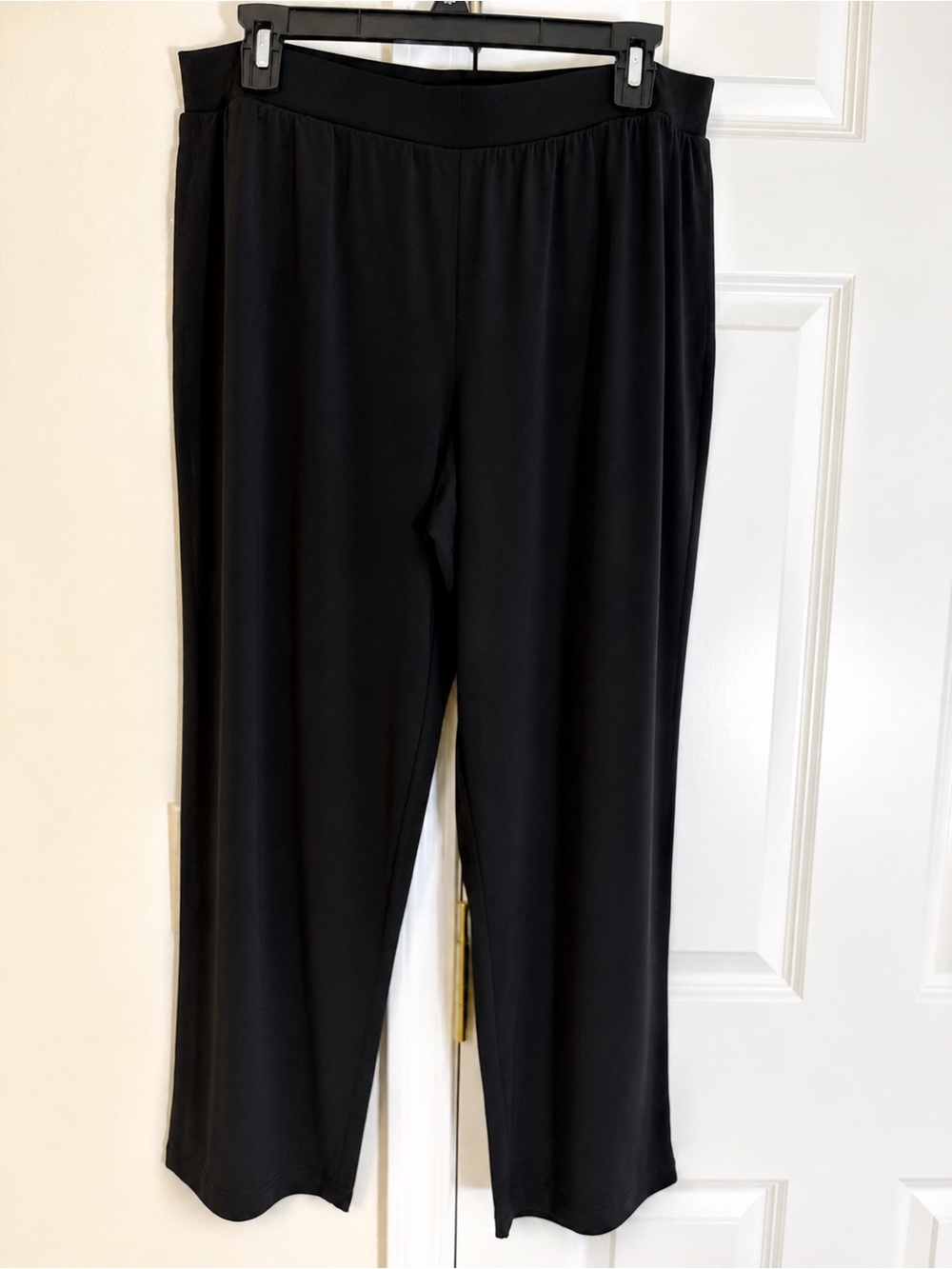 Susan Graver Black Straight-Leg Pull-On Pants M Petite ankle w/Pockets QVC